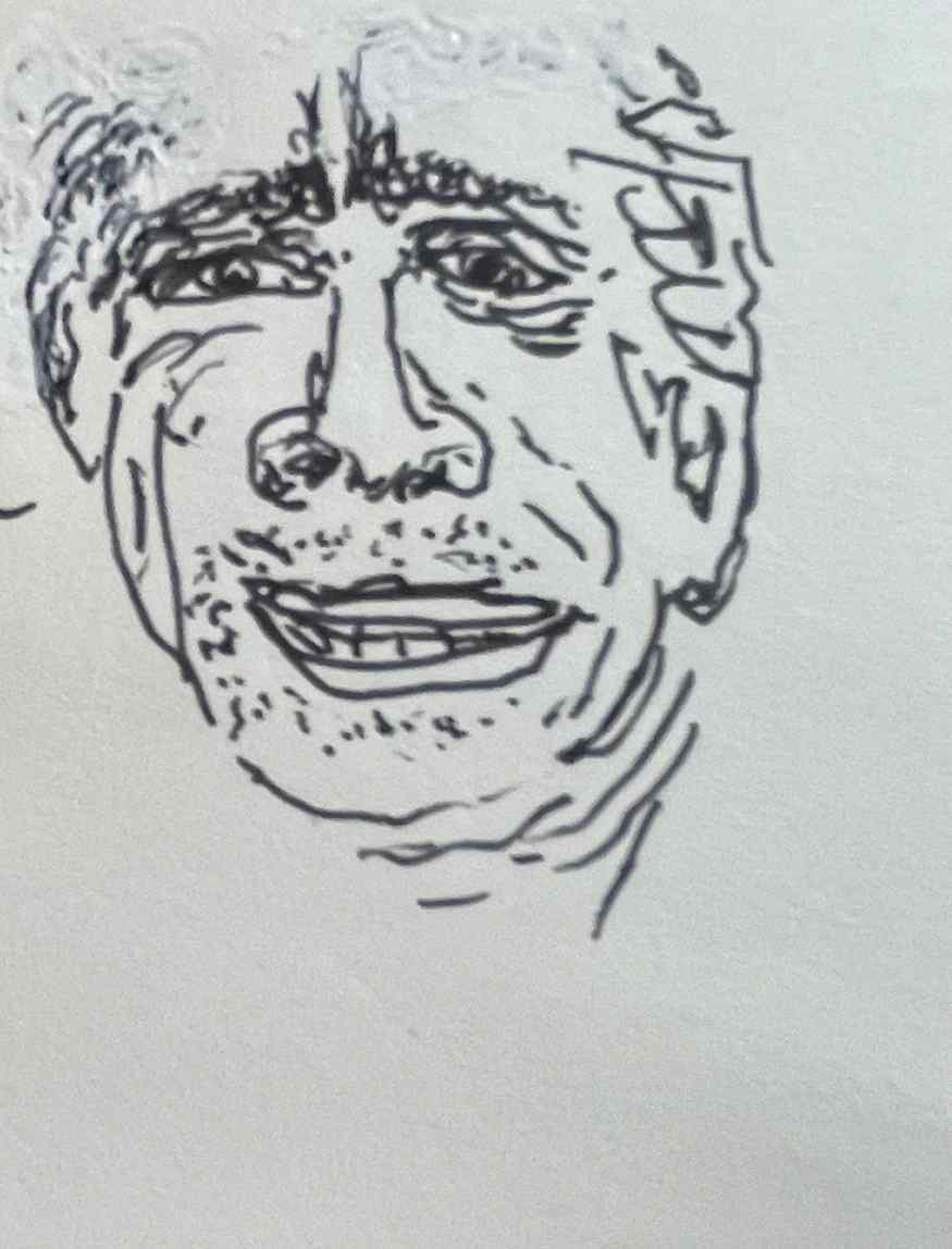 눈물을 글썽이며 억지로 웃는 영화 25시의 요한 모리츠 그림